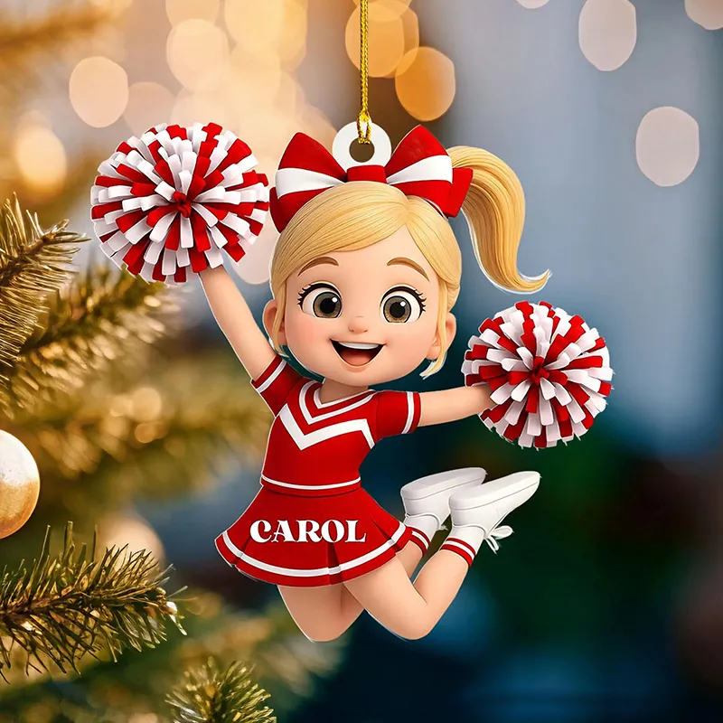 Personalized Acrylic Cheerleader Ornament with Custom Name