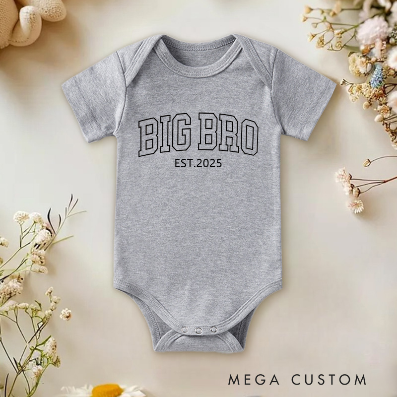 Personalized Big Bro 2nd Baby Announcement Baby Onesie Funny Gift for Baby