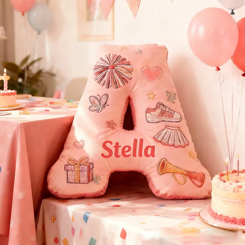 Personalized Cute Cheerleader Letter Pillow with Custom Name for Girls and Cheer Squad Members