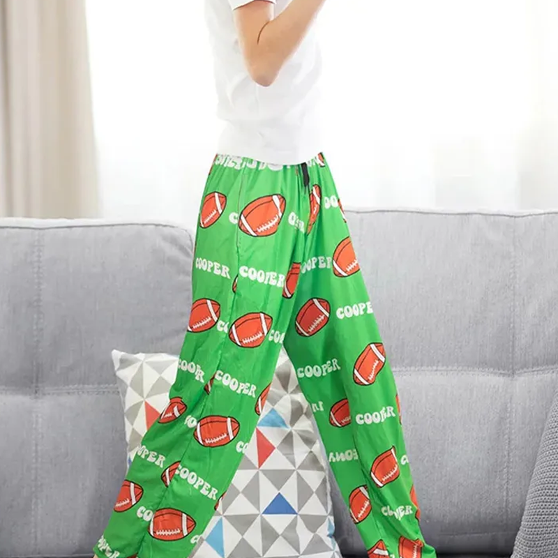 Personalized Sports Themed Pajama Pants with Custom Name and Number 