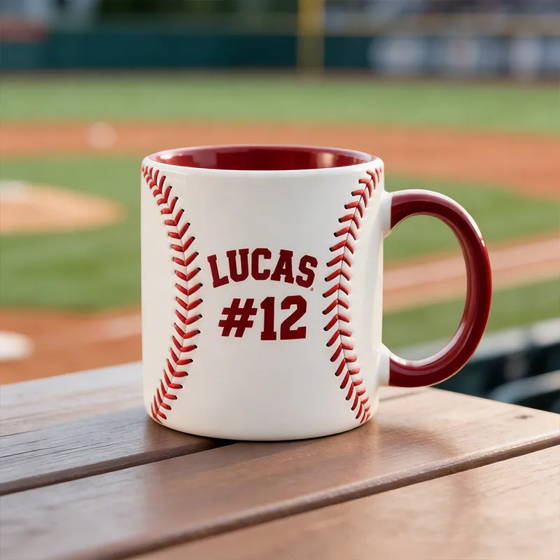 Personalized Baseball Mug with Custom Name and Number Design