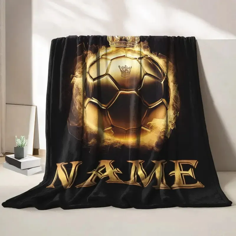 Personalized Soccer King Design Blanket with Custom Name Cozy Up with Your Passion