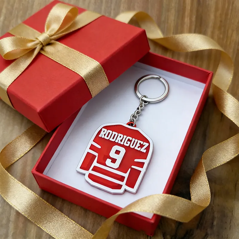 Personalized Ice Hockey Jersey Keychain with Custom Name and Number Design