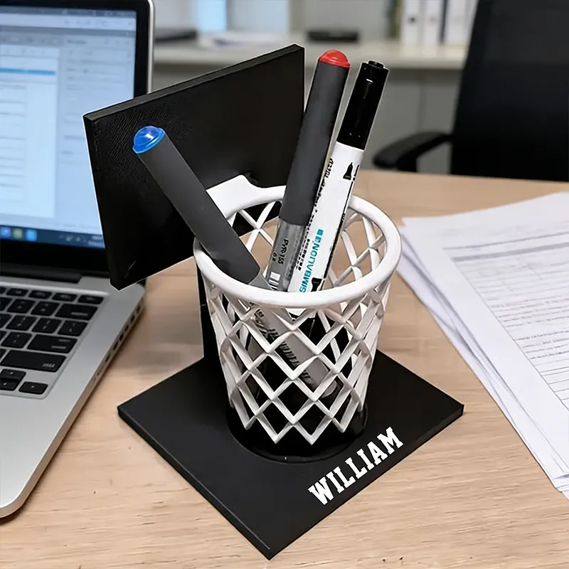 Personalized Basketball Hoop Pen Holder with Custom Name Design