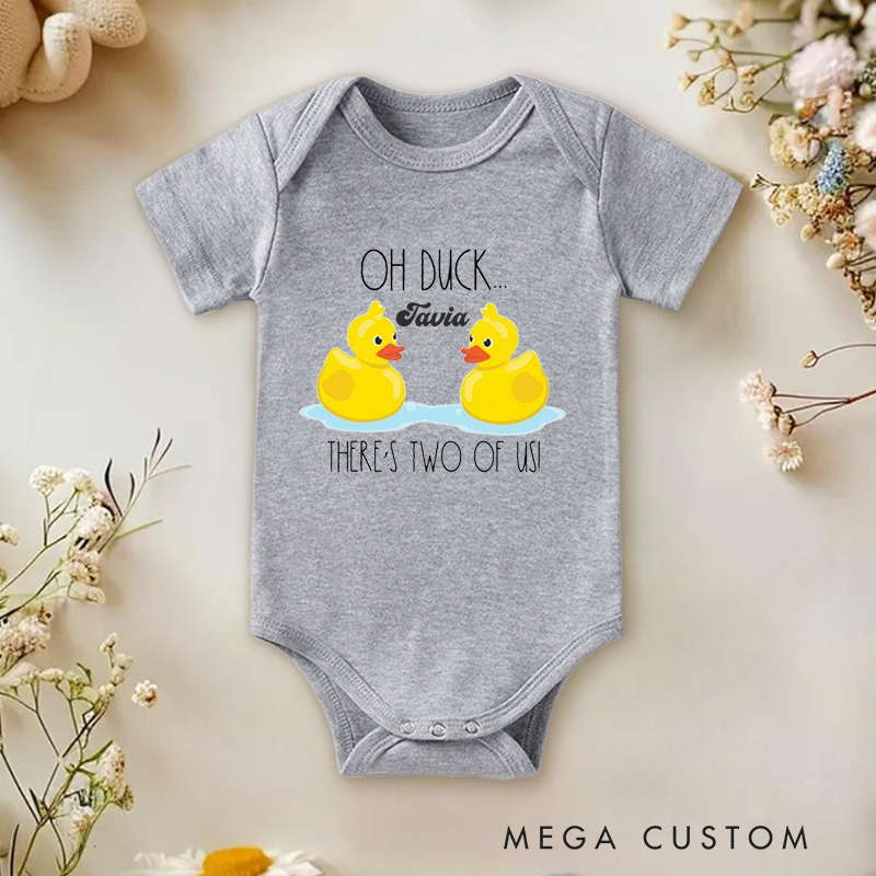 Personalized Oh Duck... There's Two of Us! Cute and Playful Twin Baby Onesie