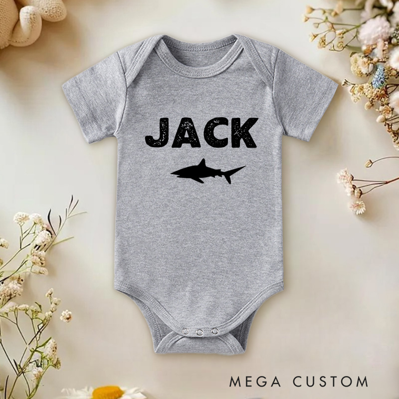 Personalized ANY AGE Shark Baby Onesie Birthday Gift for Baby Nursery Gift