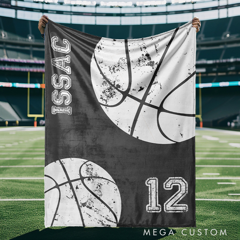 Personalized Athletic Blanket Distressed Baseball Design with Custom Name and Number  