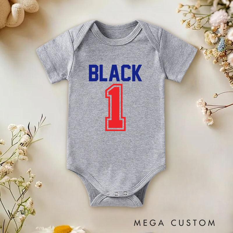 Personalized Sport Bold Personalized Sports Jersey Number Baby Onesie