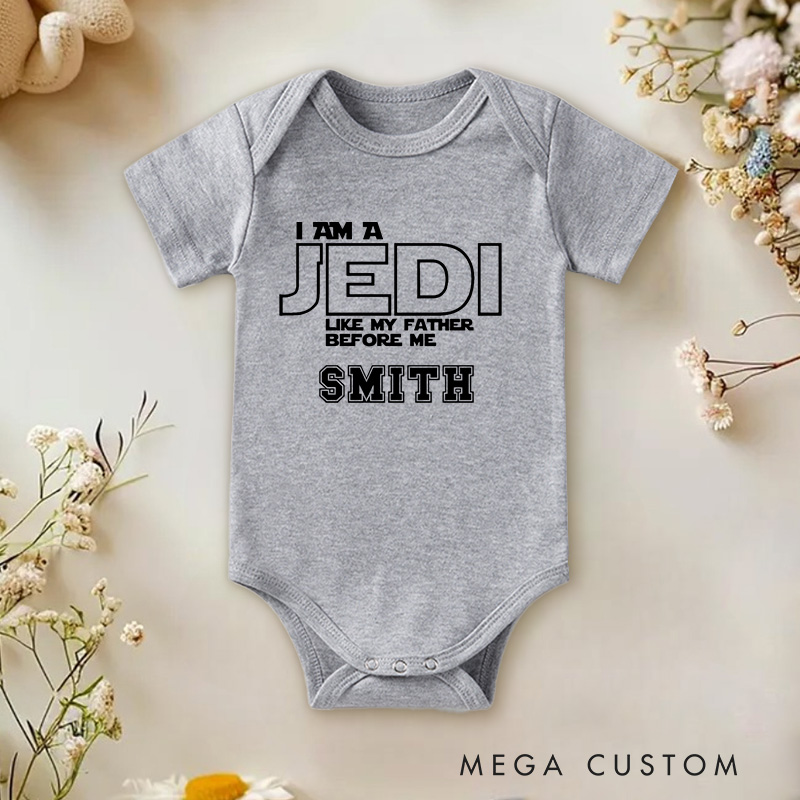 Personalized I Am a Jedi Like My Father Before Me Baby Onesie