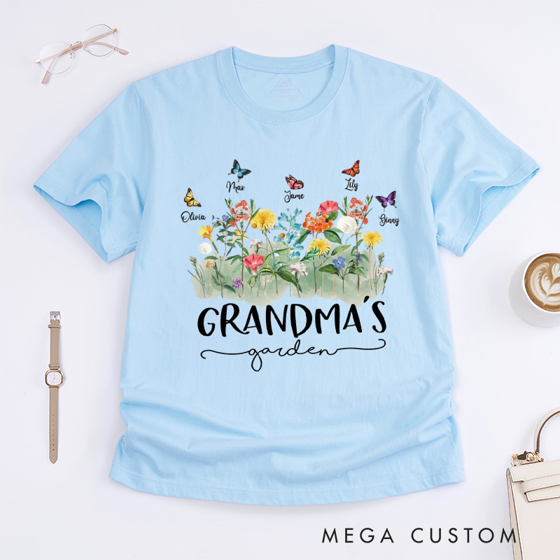 Personalized Grandma's Garden Classic T-Shirts Gardening Shirt Custom Mom Shirt Mother's Day Gift