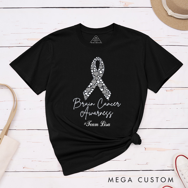 Personalized Brain Cancer Matching Awareness Cancer Survivor Support Warrior T-Shirt