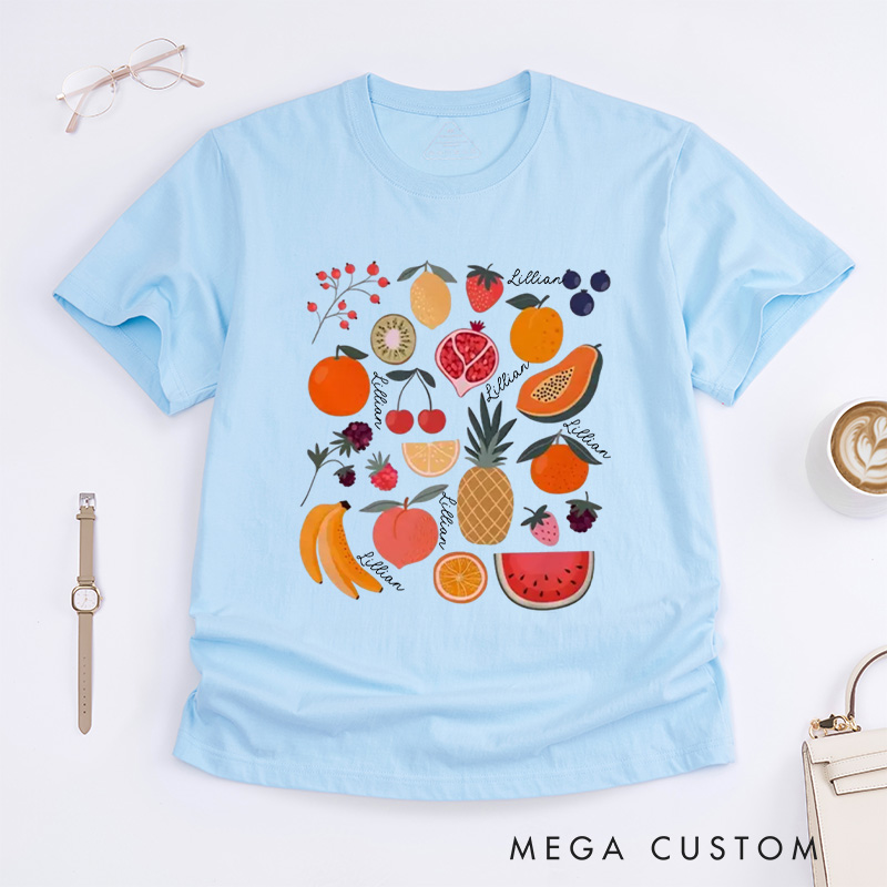 Personalized Cute Fruit Classic T-Shirts Garden Shirt Strawberry Shirt Pineapple Shirt Aesthetic Clothing Botanical Shirt Gift for Garden Lovers
