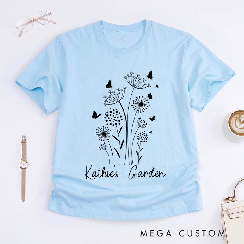 Personalized Wild Flowers Classic T-Shirts Garden Shirt Floral Shirt Botanical Shirt Nature Lover Tee Gift for Garden Lovers