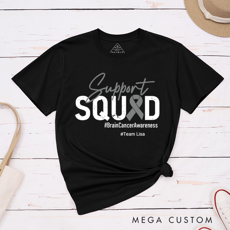 Personalized Brain Cancer Support Squad Cancer Awareness Fighter T-Shirt