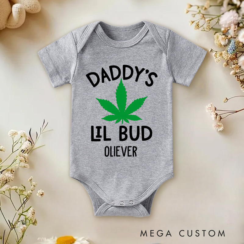 Personalized Daddy's Lil Bud Baby Onesie Funny Baby Gift