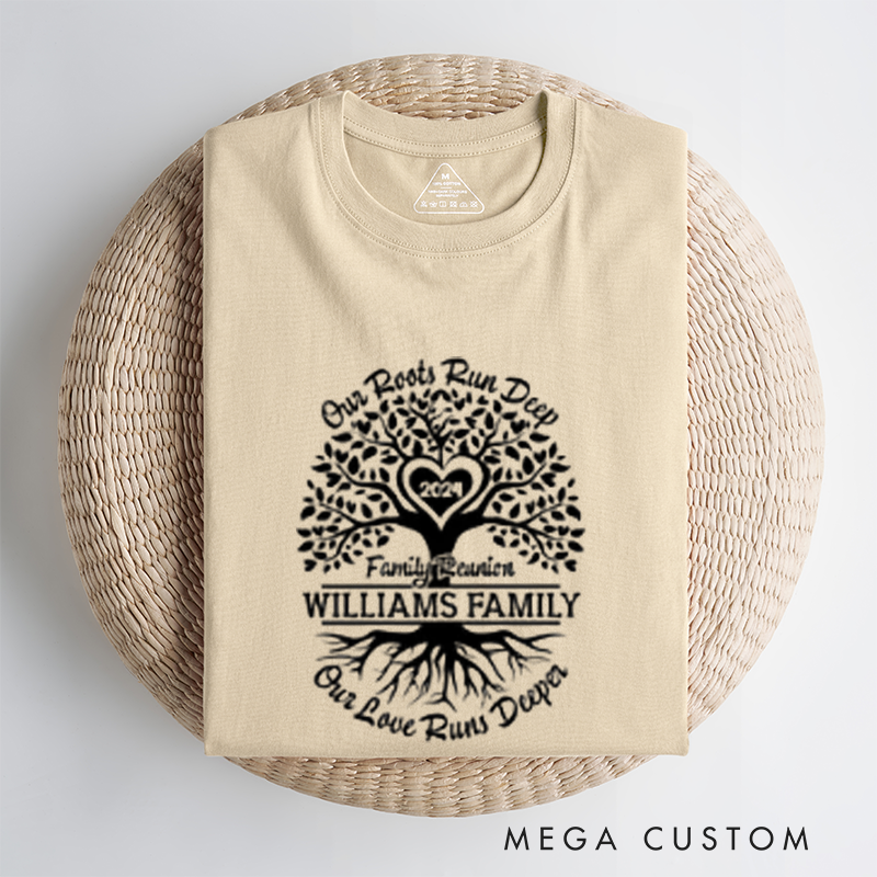 Personalized Our Roots Run Deep Family Reunion Shirts Custom Names and Heartfelt Designs Classic T-shirt