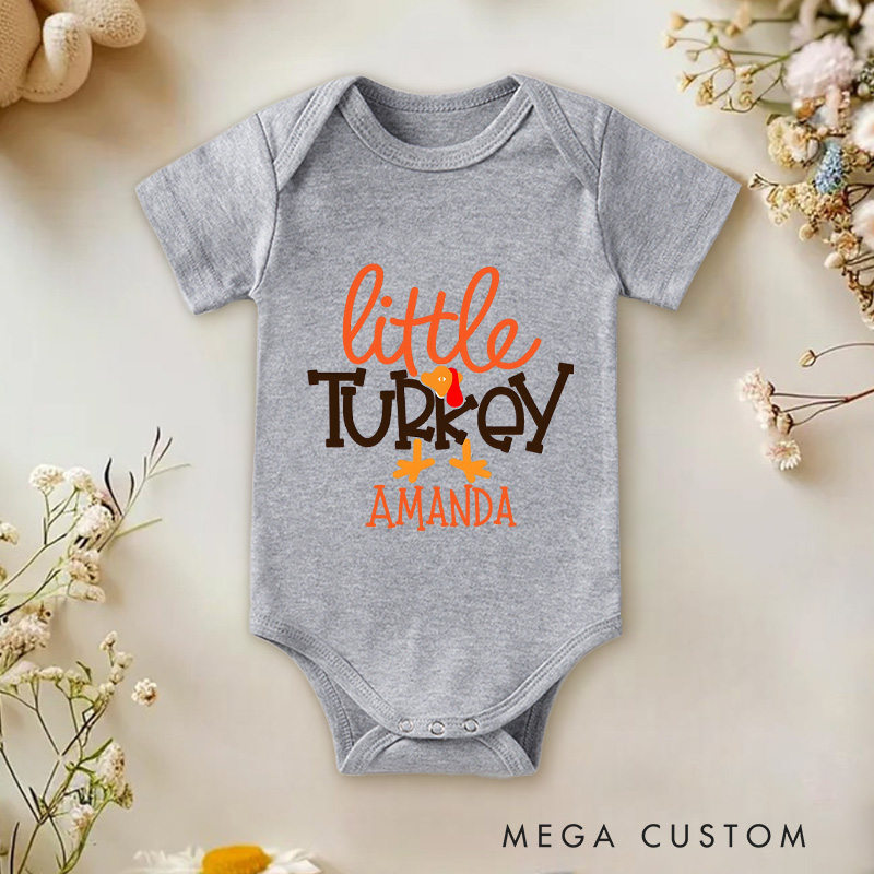 Personalized Thanksgiving Little Turkey Baby Onesie Gift for New Baby
