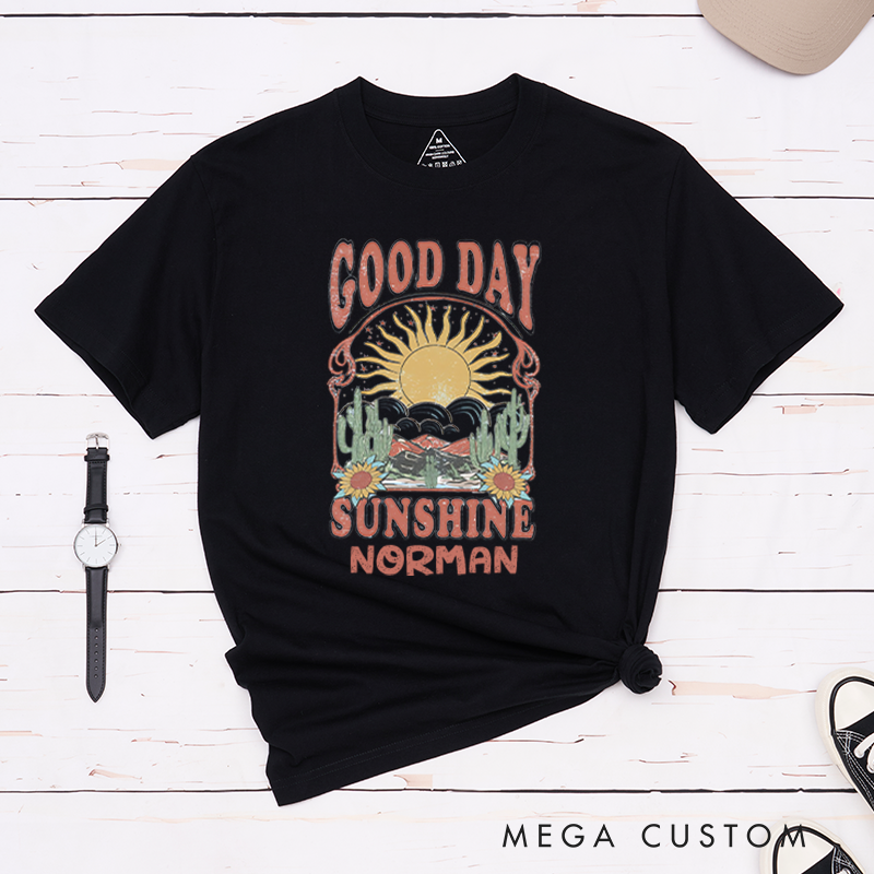 Personalized Good Day Sunshine T-Shirt Vintage Desert Travel Shirt Gift for Outdoors Adventure Lover
