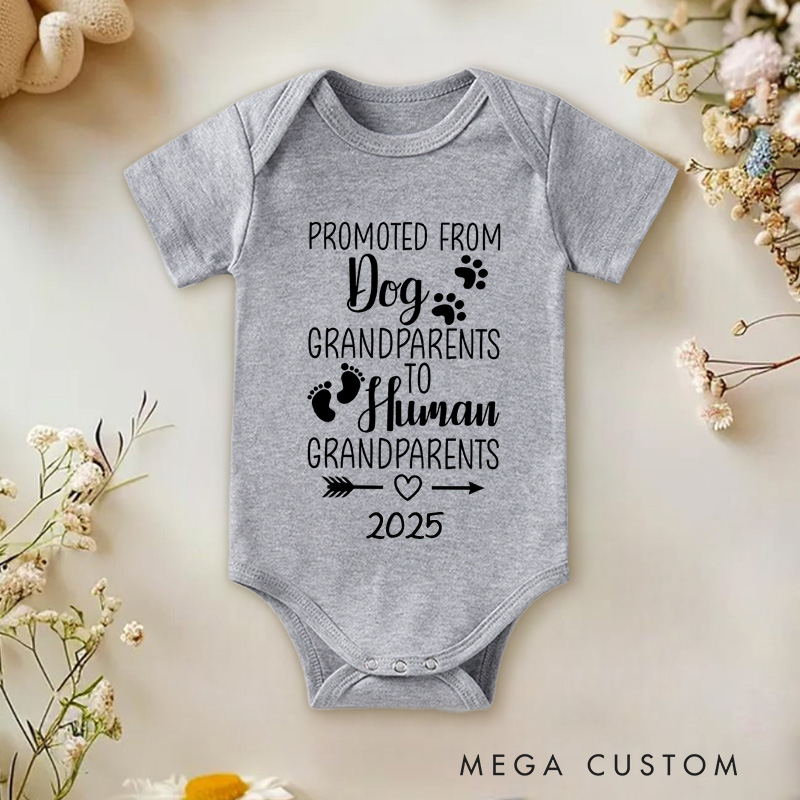 Personalized Promoted From Dog Grandparents To Human Grandparents Baby Onesie New Baby Gift