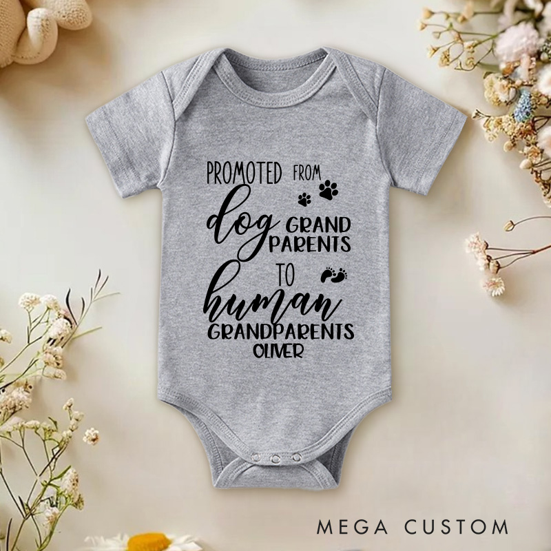 Personalized From Dog Grandparent to Human Grandparent Baby Onesie Pregnancy Announcement Gift