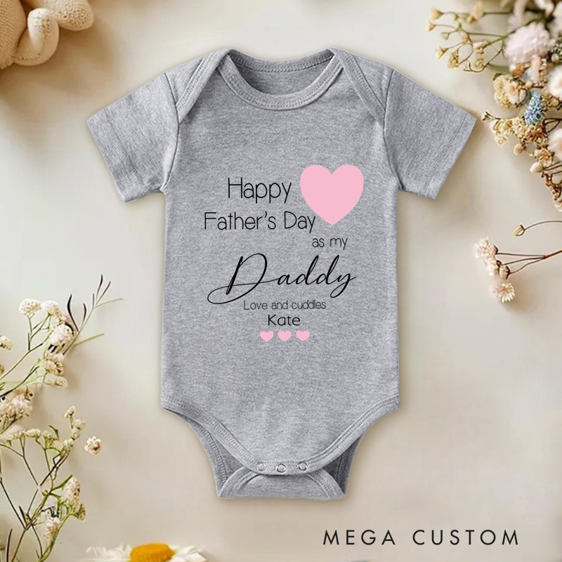 Personalized Happy 1st Birthday as My Daddy Pink Baby Onesie New Dad Gift
