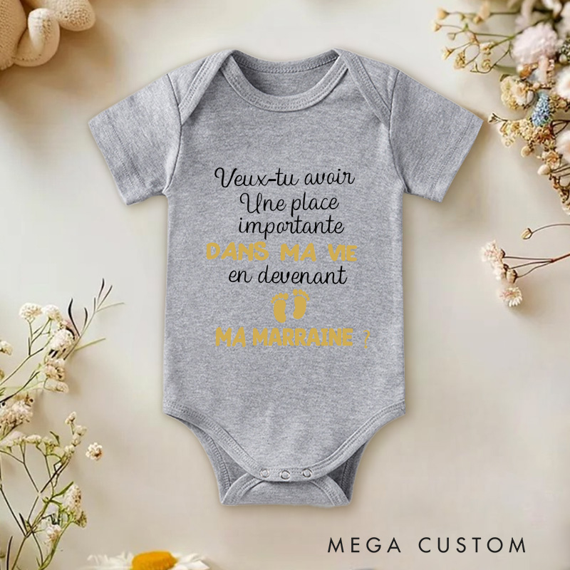 Personalized Baby Do You Want to Have an Important Place in My Life by Becoming My Godmother? Or My Godfather? Onesie Baby Shower Gift