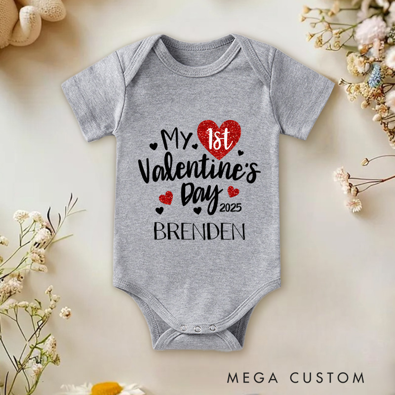 Personalized My 1st Valentine's Day Baby Onesie Funny Gift for Baby