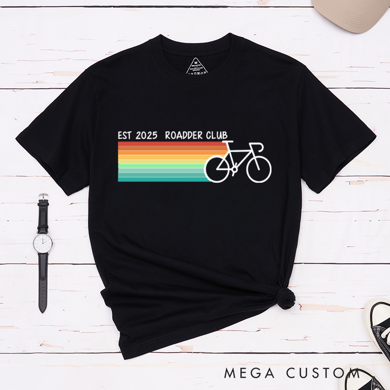 Personalized Cycling T-Shirt with a Bicycle and Vibrant Rainbow Stripes for Outdoor Adventures Riding Cycling Biking Enthusiasts