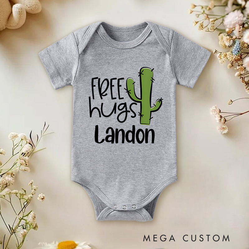 Personalized Cactus Free Hugs Baby Onesie Newborn Gift
