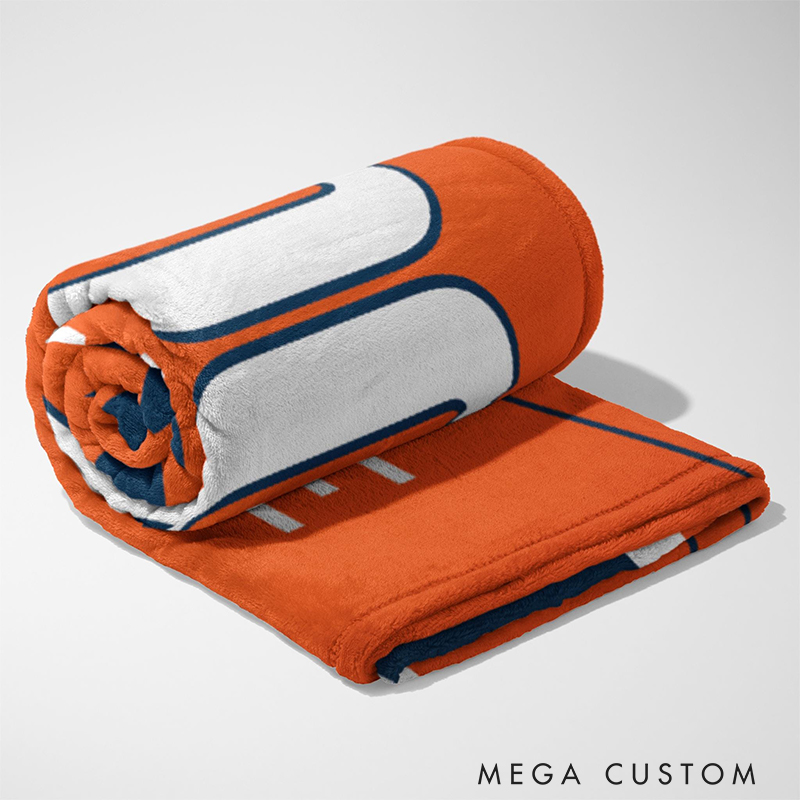 Personalized Game Day Blanket Unique Football Helmet and Number Graphic  