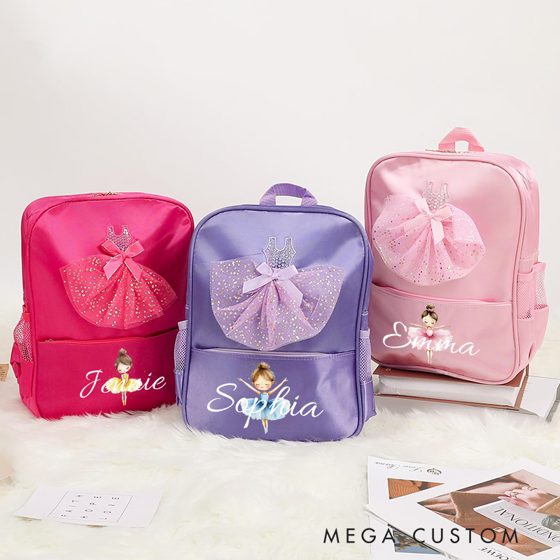 Personalized Ballerina Girl Dance Bag for Girls Name Backpack Pink Ballet Dance Bag Gymnastic Cheer Girls Christmas Gifts Back To School Gifts