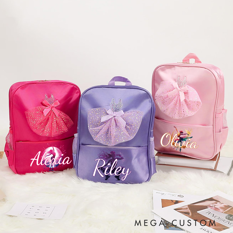Personalized Ink Ballerina Dance Bag for Girls Name Backpack Pink Ballet Dance Bag Gymnastic Cheer Girls Christmas Gifts Back To School Gifts