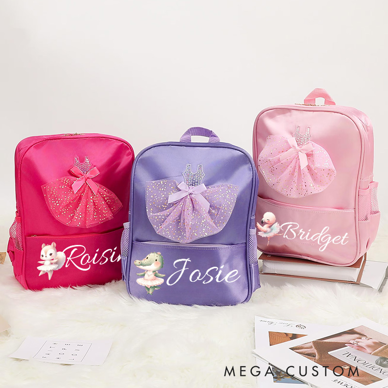 Personalized Animal Skirt Dance Bag for Girls Cute Backpack Pink Ballet Dance Bag Gymnastic Cheer Girls Christmas Gifts Back To School Gifts
