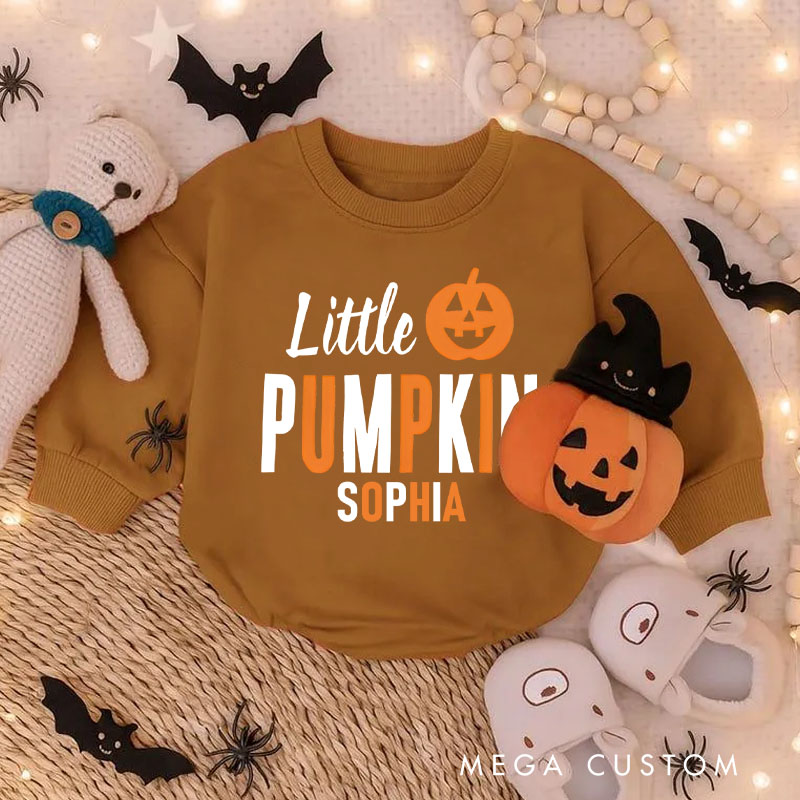 Personalized Little Pumpkin Baby Bodysuit for Adorable First Halloween Outfits