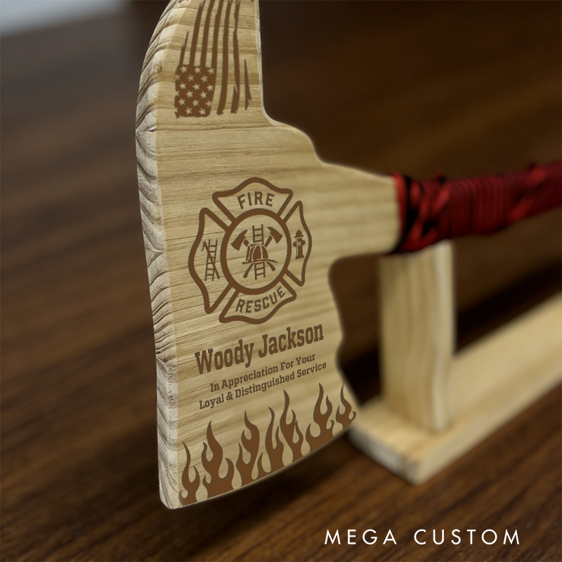 Personalized Firefighter Custom Wooden Axe Keepsake Meaningful Gift for Appreciation and Remembrance 