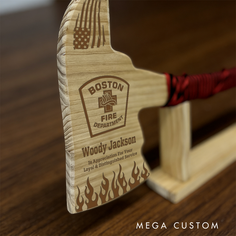 Personalized Firefighter Wooden Axe Custom Engraved Gift for Appreciation and Remembrance