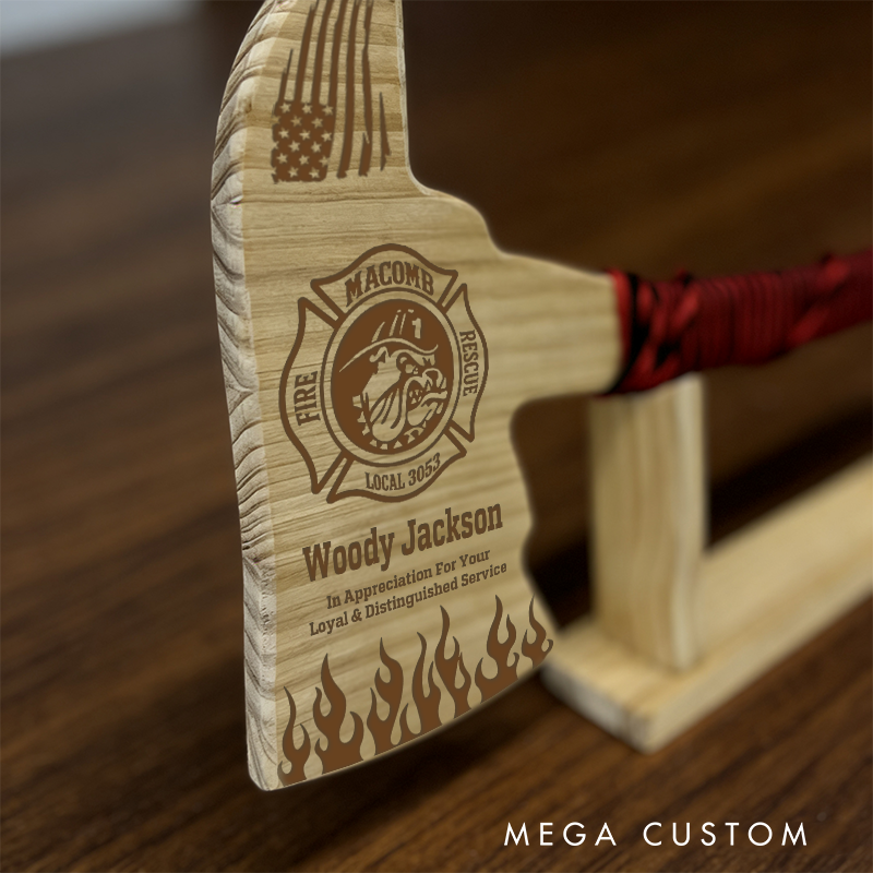 Personalized Firefighter Wooden Axe Custom Engraved Gift for Appreciation and Honor