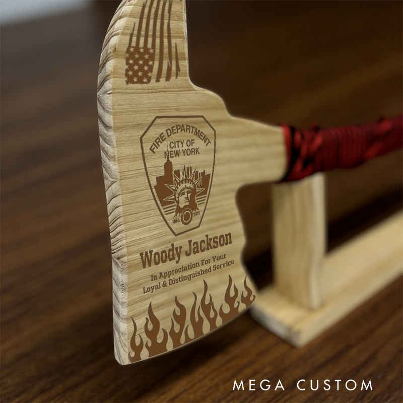 Personalized Firefighter Wooden Axe Custom Engraved Gift for Appreciation and Service
