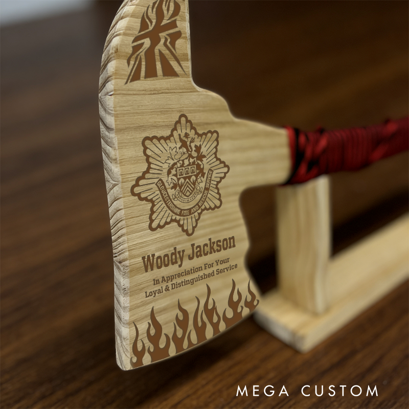 Personalized Firefighter Wooden Axe Custom Engraved Keepsake for Recognition and Appreciation
