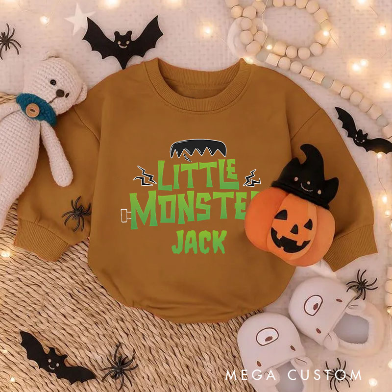 Personalized Little Monster Halloween Baby Bodysuit Perfect for Spooky Fun