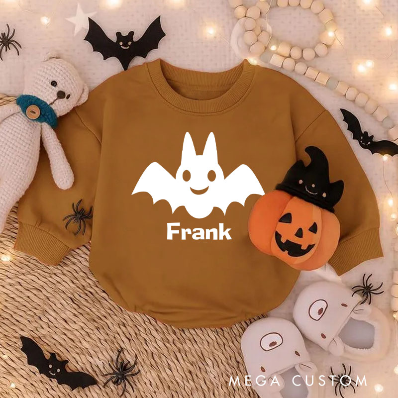 Personalized Bat Halloween Baby Bodysuit for Little Ones Celebrating Spooky Nights
