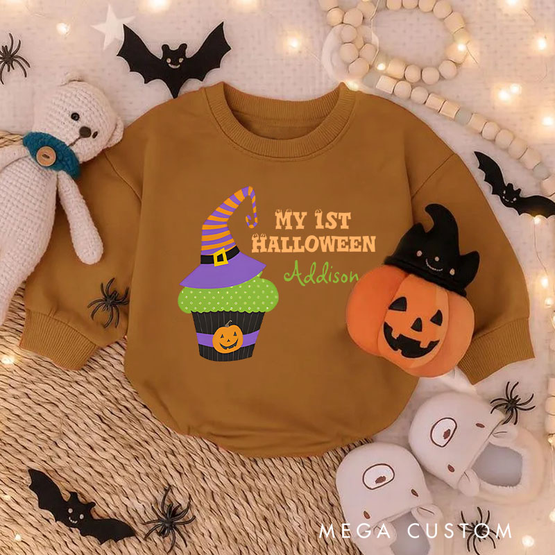 Personalized My 1st Halloween Cute Cupcake Personalized Baby Bodysuit