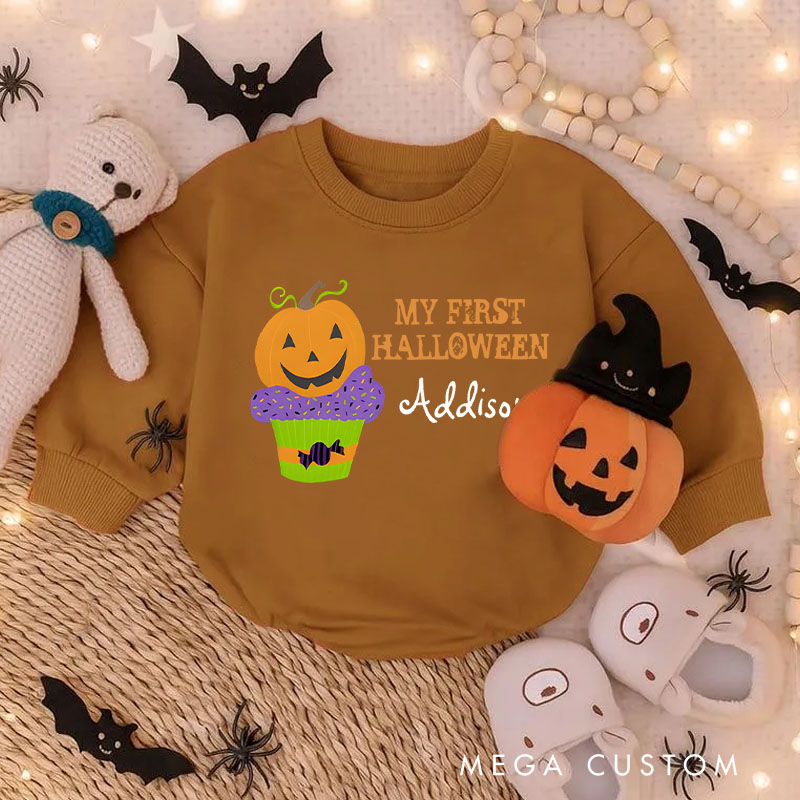 Personalized My First Halloween Cute Custom Black Baby Bodysuit