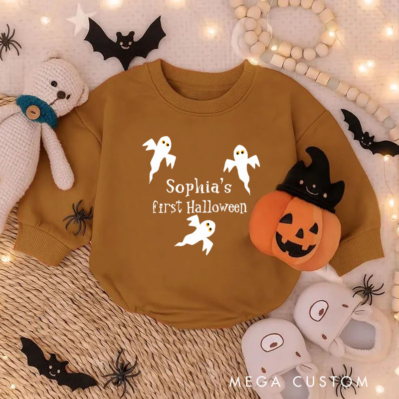 Personalized Baby First Halloween Ghost Baby Bodysuit