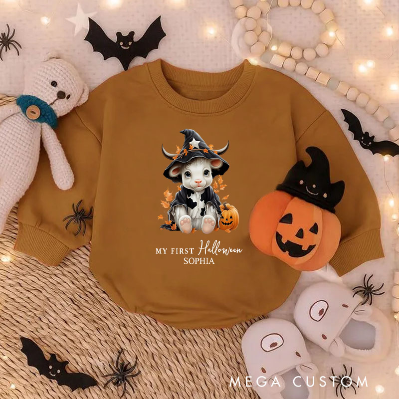 Personalized Spooky Baby Bodysuit with Bold Letters and Star Accents for Halloween Festivities