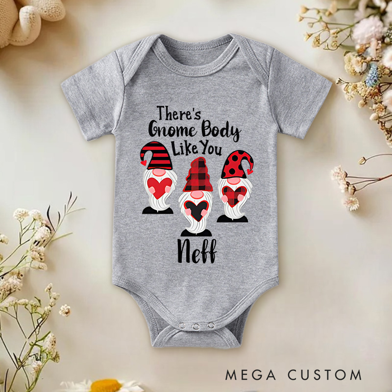 Personalized There's Gnome Body like You Baby Onesie Valentine's Baby Gift