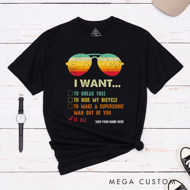 Personalized Retro Sunglasses Graphic T-Shirt Music and Adventure Lovers for Outdoor Adventures Riding Cycling Biking Enthusiasts