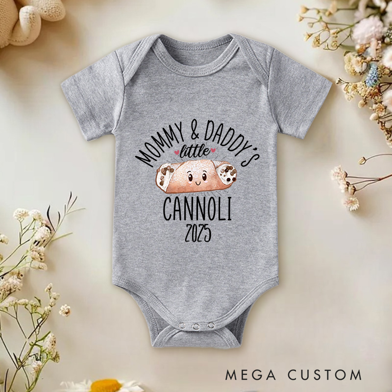 Personalized Mommy and Daddy's Little Cannoli Baby Onesie Baby Shower Gift