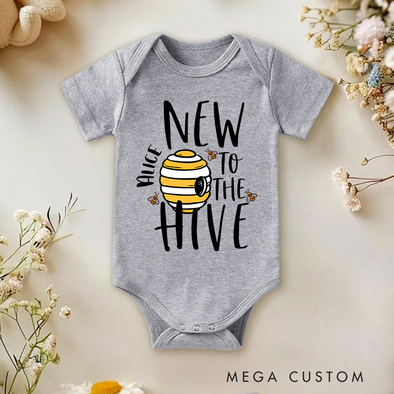 Personalized New to the Hive Bee Baby Onesie Baby Shower Gift