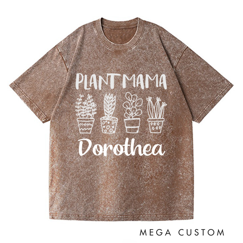 Personalized Plant Mama Washed T-Shirts Crazy Plant Lady Shirt Plant Shirt Plant Lover Gift Mother's Day Gift Gardening Shirt Gardener Shirt
